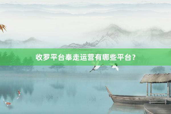 收罗平台奉走运营有哪些平台？